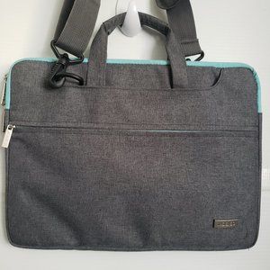 MOSISO Bag laptop carrycase brushed gray light blue top shoulder strap up to 14"